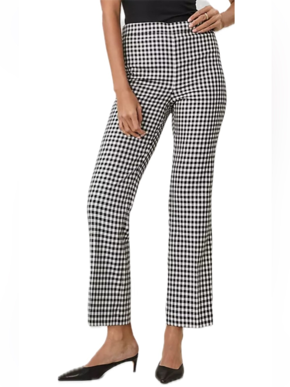 NWT Ann Taylor The Petite Flare Pant in Gingham